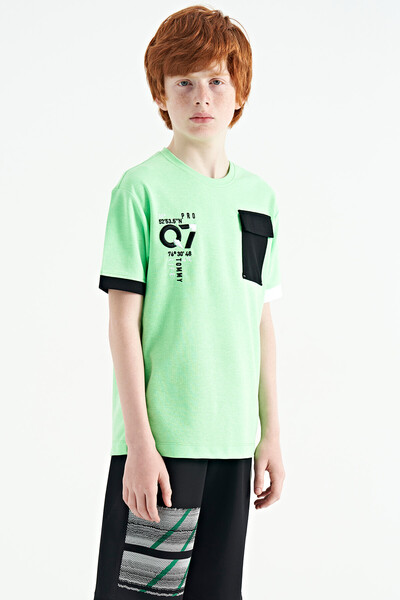 Tommylife Toptan Garson Boy O Yaka Oversize Erkek Çocuk T-Shirt 11152 Neon Yeşil - Thumbnail