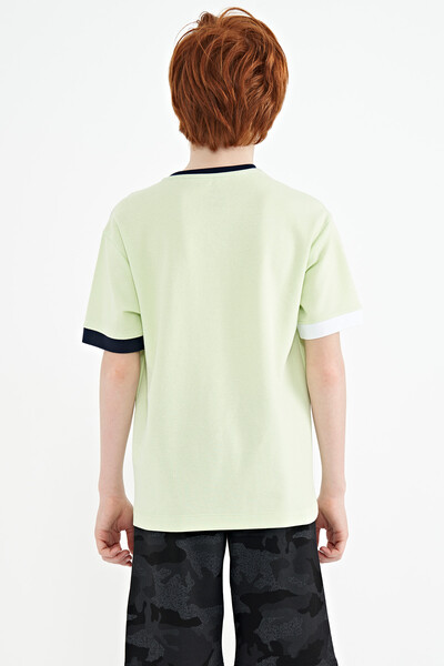 Tommylife Toptan Garson Boy O Yaka Oversize Erkek Çocuk T-Shirt 11159 Açık Yeşil - Thumbnail