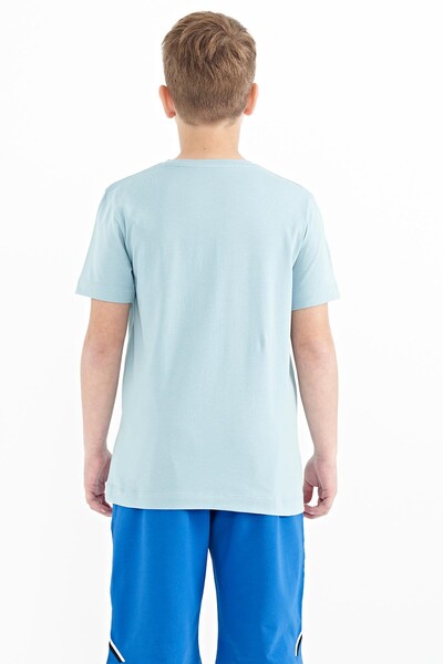Tommylife Toptan Garson Boy O Yaka Standart Kalıp Baskılı Erkek Çocuk T-Shirt 11100 Açık Mavi - Thumbnail