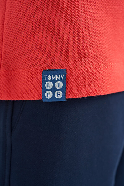 Tommylife Toptan Garson Boy O Yaka Standart Kalıp Baskılı Erkek Çocuk T-Shirt 11117 Coral - Thumbnail