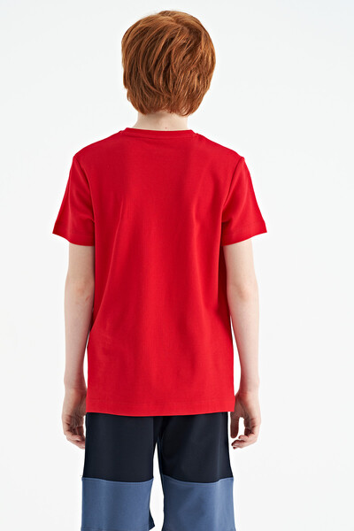 Tommylife Toptan Garson Boy O Yaka Standart Kalıp Erkek Çocuk T-Shirt 11115 Kırmızı - Thumbnail