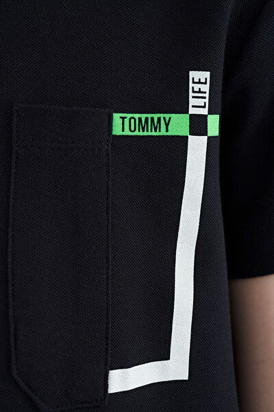 Tommylife Toptan Garson Boy O Yaka Standart Kalıp Erkek Çocuk T-Shirt 11120 Lacivert - Thumbnail