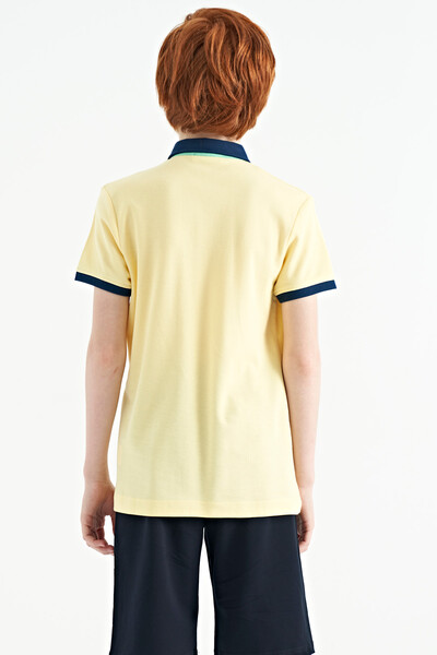 Tommylife Toptan Garson Boy Polo Yaka Standart Kalıp Baskılı Erkek Çocuk T-Shirt 11143 Sarı - Thumbnail