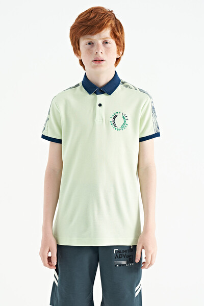 Tommylife Toptan Garson Boy Polo Yaka Standart Kalıp Baskılı Erkek Çocuk T-Shirt 11166 Açık Yeşil - Thumbnail