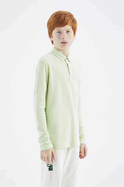 Tommylife Toptan Garson Boy Polo Yaka Standart Kalıp Erkek Çocuk Sweatshirt 11170 Açık Yeşil - Thumbnail