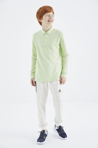 Tommylife Toptan Garson Boy Polo Yaka Standart Kalıp Erkek Çocuk Sweatshirt 11170 Açık Yeşil - Thumbnail