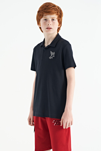 Tommylife Toptan Garson Boy Polo Yaka Standart Kalıp Erkek Çocuk T-Shirt 11084 Lacivert - Thumbnail