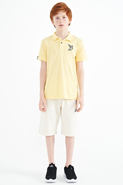 Tommylife Toptan Garson Boy Polo Yaka Standart Kalıp Erkek Çocuk T-Shirt 11084 Sarı - Thumbnail