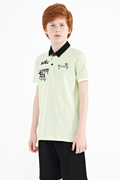 Tommylife Toptan Garson Boy Polo Yaka Standart Kalıp Erkek Çocuk T-Shirt 11085 Açık Yeşil - Thumbnail