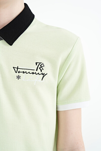 Tommylife Toptan Garson Boy Polo Yaka Standart Kalıp Erkek Çocuk T-Shirt 11085 Açık Yeşil - Thumbnail