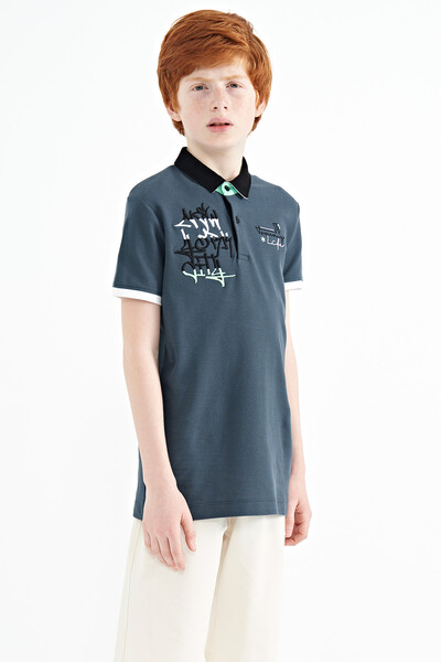 Tommylife Toptan Garson Boy Polo Yaka Standart Kalıp Erkek Çocuk T-Shirt 11085 Orman Yeşili - Thumbnail