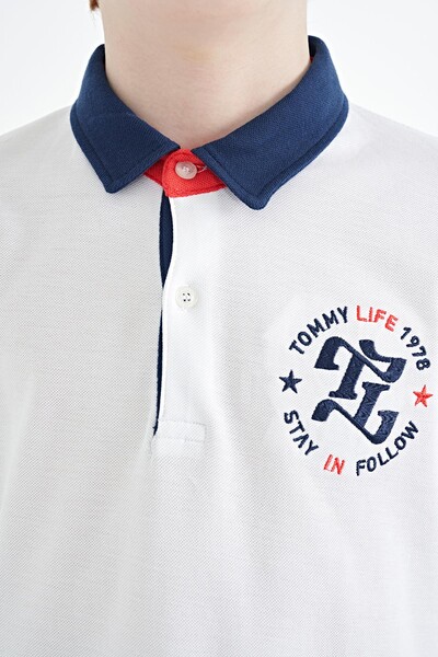 Tommylife Toptan Garson Boy Polo Yaka Standart Kalıp Erkek Çocuk T-Shirt 11086 Beyaz - Thumbnail