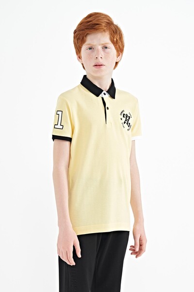 Tommylife Toptan Garson Boy Polo Yaka Standart Kalıp Erkek Çocuk T-Shirt 11086 Sarı - Thumbnail