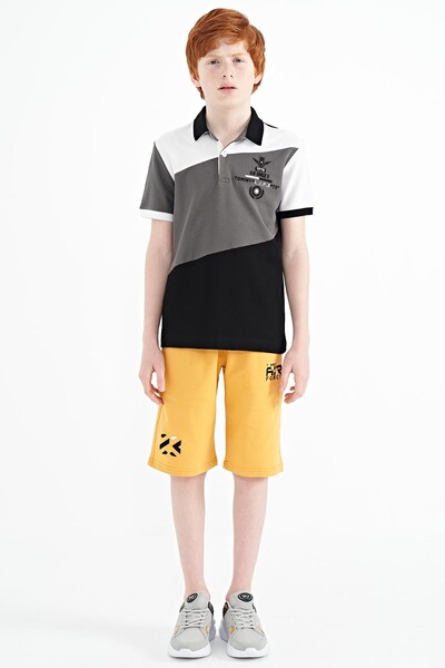 Tommylife Toptan Garson Boy Polo Yaka Standart Kalıp Erkek Çocuk T-Shirt 11088 Siyah - Thumbnail