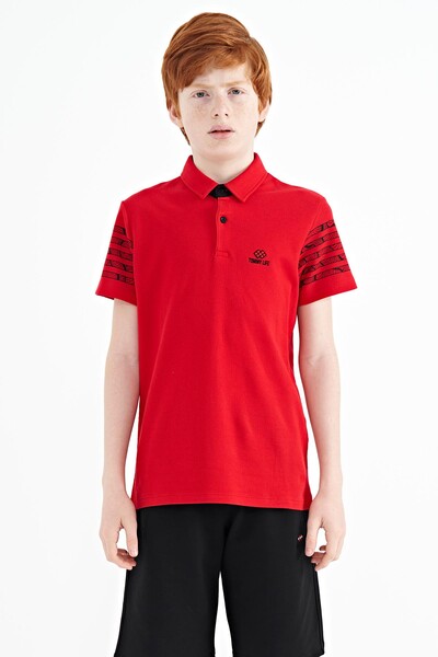 Tommylife Toptan Garson Boy Polo Yaka Standart Kalıp Erkek Çocuk T-Shirt 11093 Kırmızı - Thumbnail