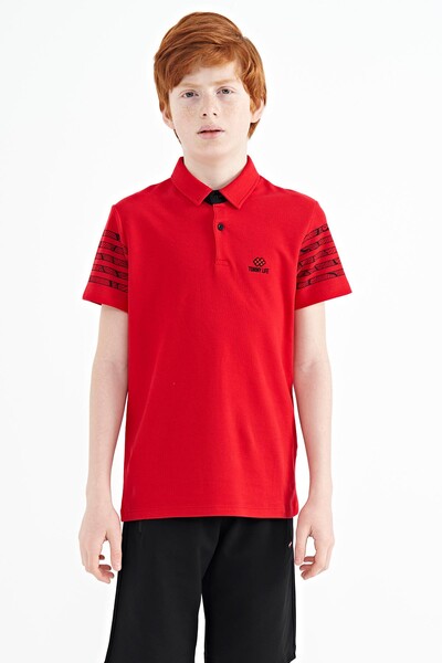 Tommylife Toptan Garson Boy Polo Yaka Standart Kalıp Erkek Çocuk T-Shirt 11093 Kırmızı - Thumbnail