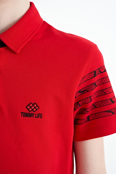 Tommylife Toptan Garson Boy Polo Yaka Standart Kalıp Erkek Çocuk T-Shirt 11093 Kırmızı - Thumbnail