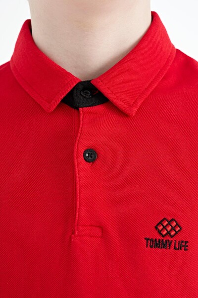 Tommylife Toptan Garson Boy Polo Yaka Standart Kalıp Erkek Çocuk T-Shirt 11093 Kırmızı - Thumbnail