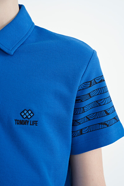 Tommylife Toptan Garson Boy Polo Yaka Standart Kalıp Erkek Çocuk T-Shirt 11093 Saks - Thumbnail