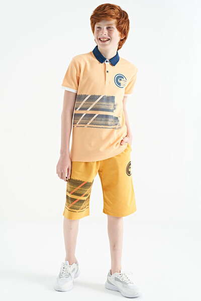 Tommylife Toptan Garson Boy Polo Yaka Standart Kalıp Erkek Çocuk T-Shirt 11094 Kavuniçi - Thumbnail