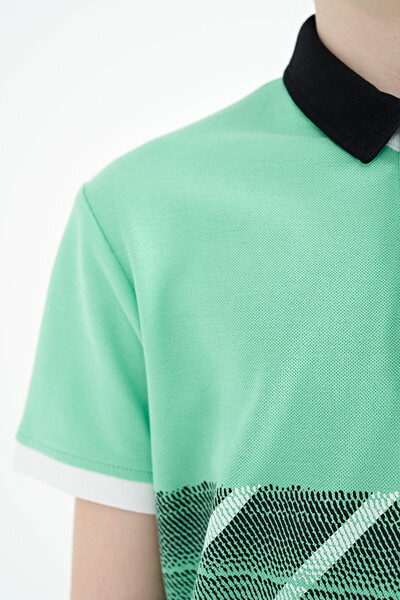 Tommylife Toptan Garson Boy Polo Yaka Standart Kalıp Erkek Çocuk T-Shirt 11094 Su Yeşili - Thumbnail