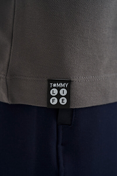 Tommylife Toptan Garson Boy Polo Yaka Standart Kalıp Erkek Çocuk T-Shirt 11102 Koyu Gri - Thumbnail