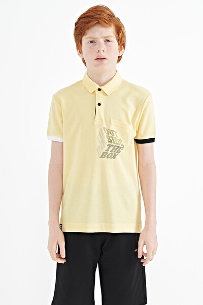 Tommylife Toptan Garson Boy Polo Yaka Standart Kalıp Erkek Çocuk T-Shirt 11102 Sarı - Thumbnail