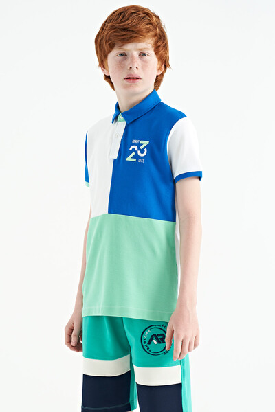 Tommylife Toptan Garson Boy Polo Yaka Standart Kalıp Erkek Çocuk T-Shirt 11108 Açık Yeşil - Thumbnail