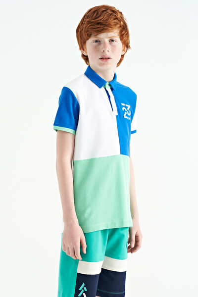 Tommylife Toptan Garson Boy Polo Yaka Standart Kalıp Erkek Çocuk T-Shirt 11108 Açık Yeşil - Thumbnail