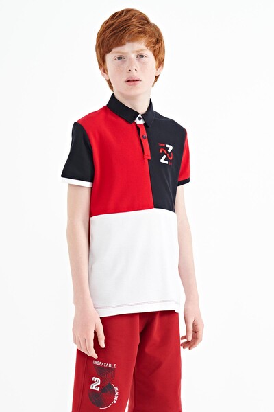 Tommylife Toptan Garson Boy Polo Yaka Standart Kalıp Erkek Çocuk T-Shirt 11108 Kırmızı - Thumbnail