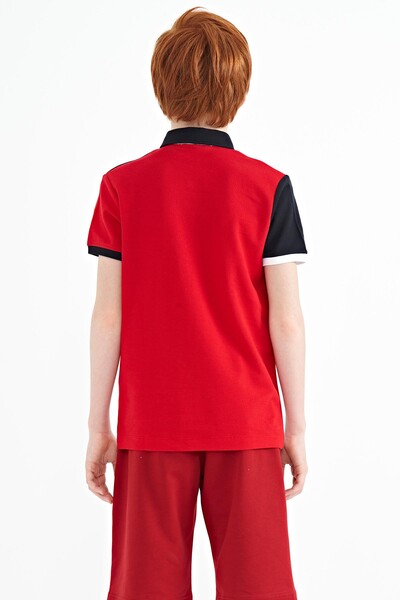 Tommylife Toptan Garson Boy Polo Yaka Standart Kalıp Erkek Çocuk T-Shirt 11108 Kırmızı - Thumbnail