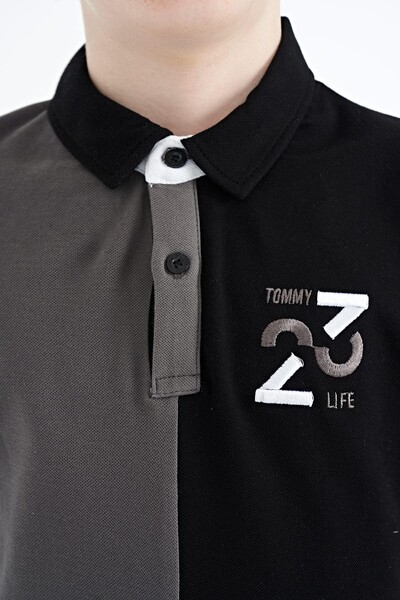 Tommylife Toptan Garson Boy Polo Yaka Standart Kalıp Erkek Çocuk T-Shirt 11108 Koyu Gri - Thumbnail