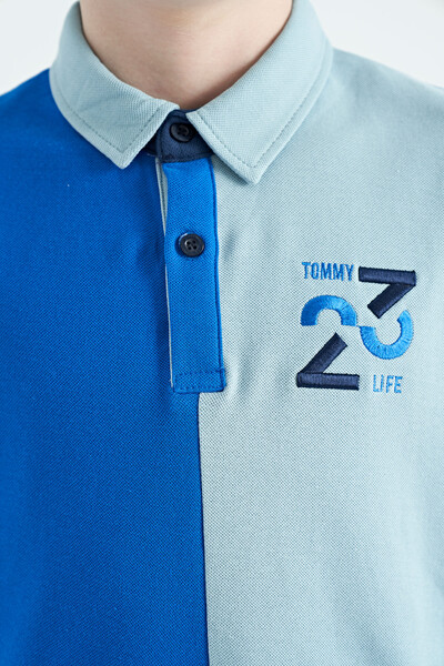 Tommylife Toptan Garson Boy Polo Yaka Standart Kalıp Erkek Çocuk T-Shirt 11108 Saks - Thumbnail