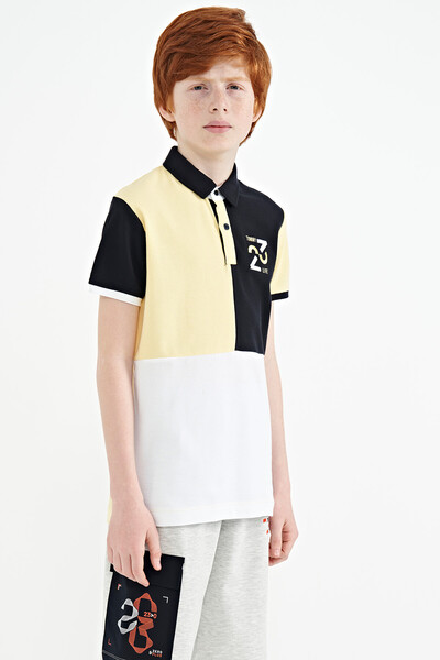 Tommylife Toptan Garson Boy Polo Yaka Standart Kalıp Erkek Çocuk T-Shirt 11108 Sarı - Thumbnail