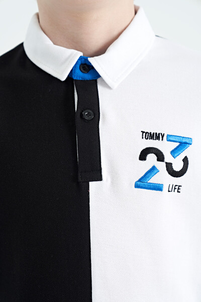 Tommylife Toptan Garson Boy Polo Yaka Standart Kalıp Erkek Çocuk T-Shirt 11108 Siyah - Thumbnail