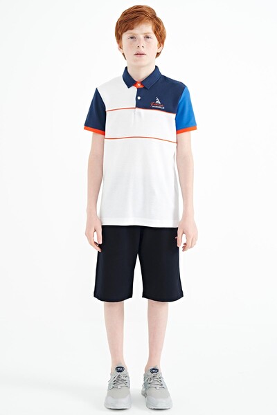 Tommylife Toptan Garson Boy Polo Yaka Standart Kalıp Erkek Çocuk T-Shirt 11109 Beyaz - Thumbnail