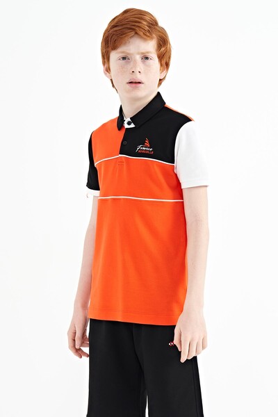 Tommylife Toptan Garson Boy Polo Yaka Standart Kalıp Erkek Çocuk T-Shirt 11109 Portakal - Thumbnail