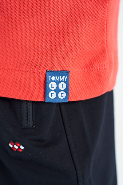 Tommylife Toptan Garson Boy Polo Yaka Standart Kalıp Erkek Çocuk T-Shirt 11110 Coral - Thumbnail