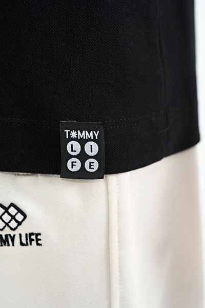 Tommylife Toptan Garson Boy Polo Yaka Standart Kalıp Erkek Çocuk T-Shirt 11110 Siyah - Thumbnail