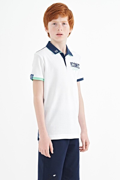 Tommylife Toptan Garson Boy Polo Yaka Standart Kalıp Erkek Çocuk T-Shirt 11139 Beyaz - Thumbnail