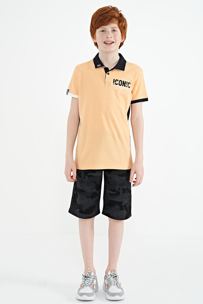 Tommylife Toptan Garson Boy Polo Yaka Standart Kalıp Erkek Çocuk T-Shirt 11139 Kavuniçi - Thumbnail