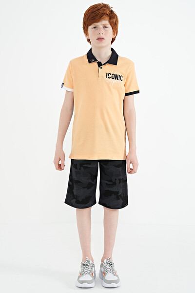 Tommylife Toptan Garson Boy Polo Yaka Standart Kalıp Erkek Çocuk T-Shirt 11139 Kavuniçi - Thumbnail