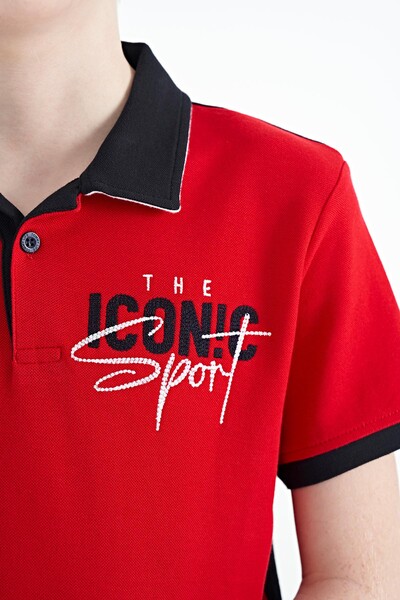 Tommylife Toptan Garson Boy Polo Yaka Standart Kalıp Erkek Çocuk T-Shirt 11139 Kırmızı - Thumbnail