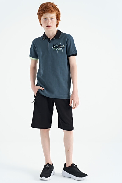 Tommylife Toptan Garson Boy Polo Yaka Standart Kalıp Erkek Çocuk T-Shirt 11139 Orman Yeşili - Thumbnail