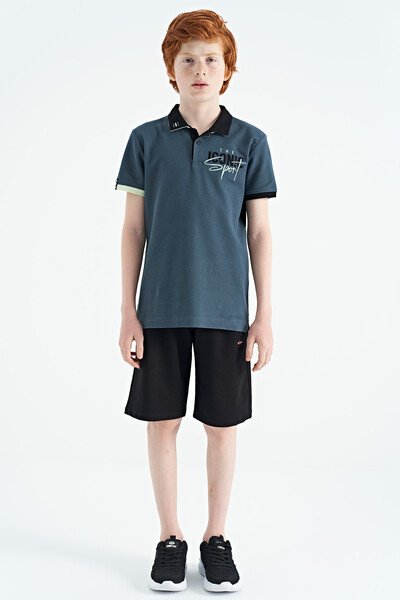 Tommylife Toptan Garson Boy Polo Yaka Standart Kalıp Erkek Çocuk T-Shirt 11139 Orman Yeşili - Thumbnail