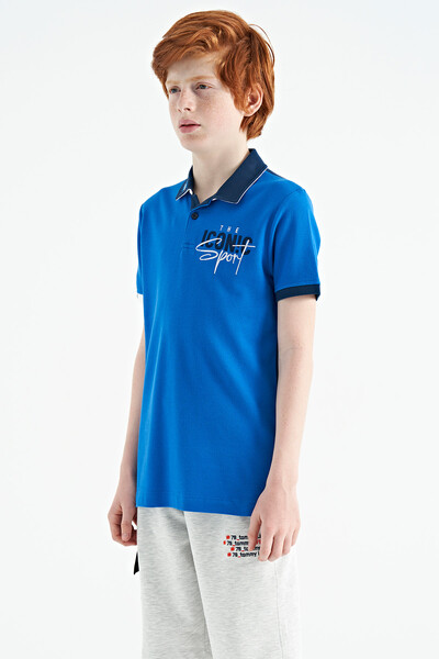 Tommylife Toptan Garson Boy Polo Yaka Standart Kalıp Erkek Çocuk T-Shirt 11139 Saks - Thumbnail