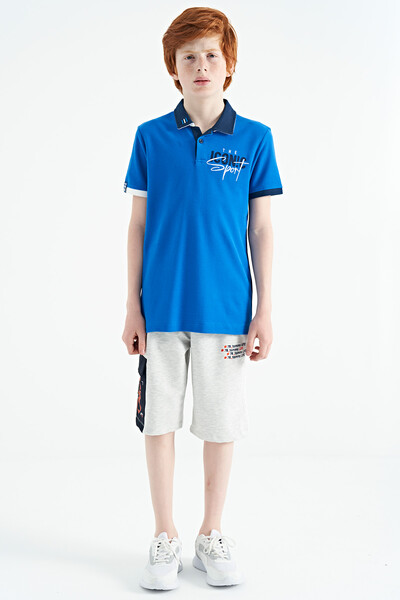 Tommylife Toptan Garson Boy Polo Yaka Standart Kalıp Erkek Çocuk T-Shirt 11139 Saks - Thumbnail