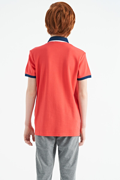 Tommylife Toptan Garson Boy Polo Yaka Standart Kalıp Erkek Çocuk T-Shirt 11154 Coral - Thumbnail