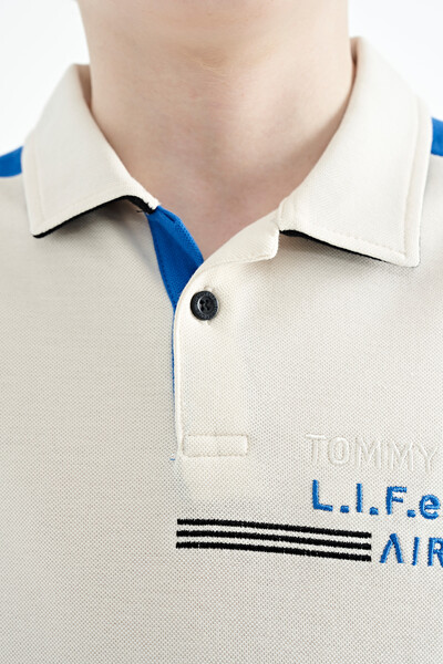 Tommylife Toptan Garson Boy Polo Yaka Standart Kalıp Erkek Çocuk T-Shirt 11155 Ekru - Thumbnail