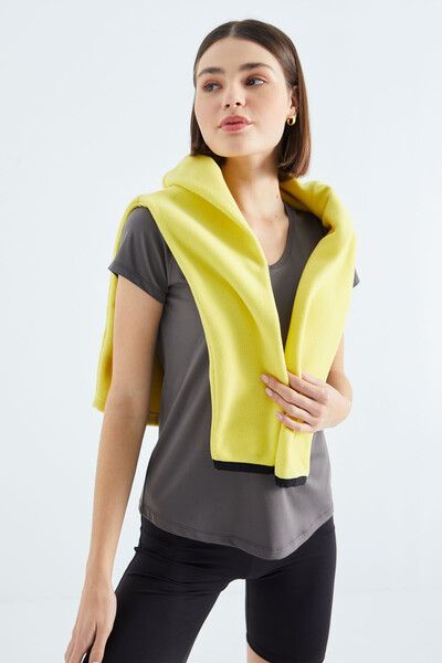 Tommylife Toptan Gri Basic Kısa Kol Standart Kalıp V Yaka Kadın T-Shirt - 97145 - Thumbnail